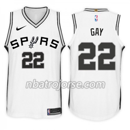 Män San Antonio Spurs Tröja Rudy Gay 22 Nike 2017-18 Vit Swingman